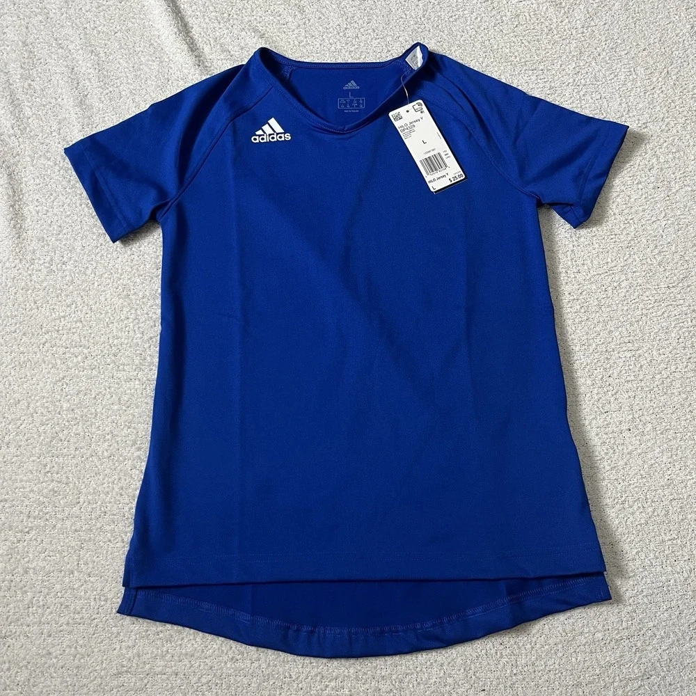 Adidas Girl's Short sleeve shirt Athletic top Navy Blue youth Size Large New